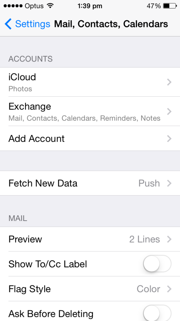 cloud telecom iphone email settings